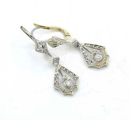 Vintage Platinum/Gold Rose Earrings