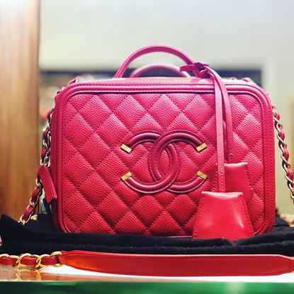 Picture of Chanel Red Caviar Filigree Vanity Case