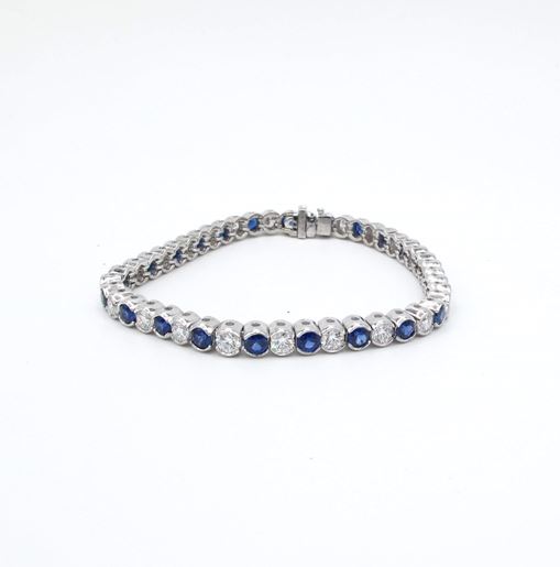 diamond, sapphire, bracelet, 18kwg