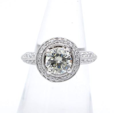 diamond, halo, engagement, ring, white gold