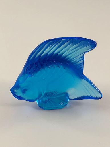 图片 Lalique Pale Blue Crystal Fish