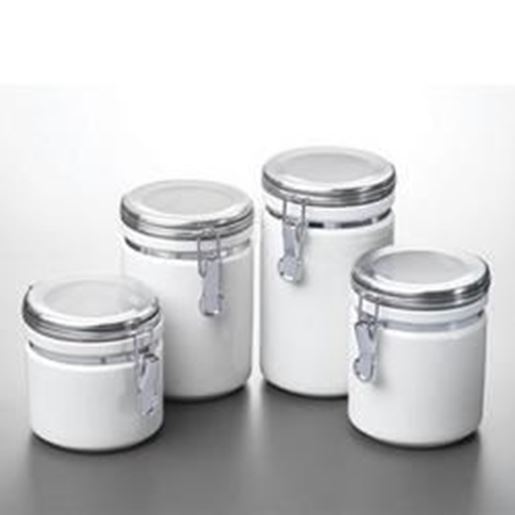 Picture of Canister Set White Ceramic 4pc