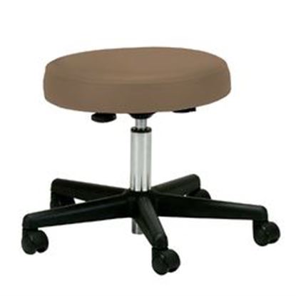 Image de Adjustable Height Pneumatic Rolling Stool with Latte Brown Padded Seat