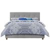 Picture of Queen size Grey Linen Upholstered Platform Bed with Button-Tufted Headboard