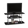 图片 3-Tier Flat Screen TV Stand in Black Wood Grain / Stainless Steel