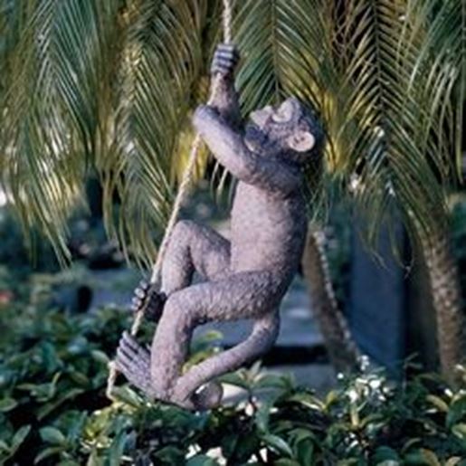 Picture of Outdoor Monkey Garden Statue Climbing Hemp Rope