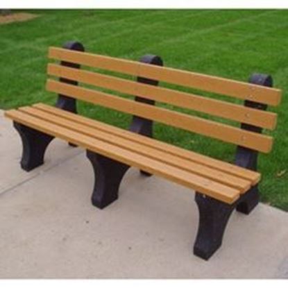 Picture of Eco-Friendly Outdoor Plastic Park Bench in Brown Wood Color - Made in USA