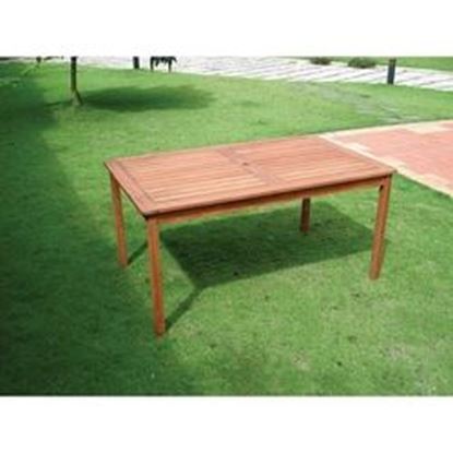 Foto de Rectangle 59 x 31.5-inch Solid Wood Patio Dining Table with Center Umbrella Hole