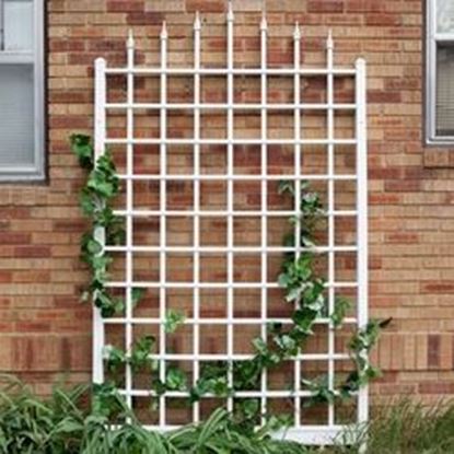 Image de 8 Ft Wall Mounted Trellis in White Vinyl - Made in USA