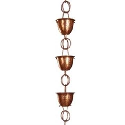 图片 Hammered Copper Cups 8.5-Feet Rain Chain Rain Gutter Downspout Alternative