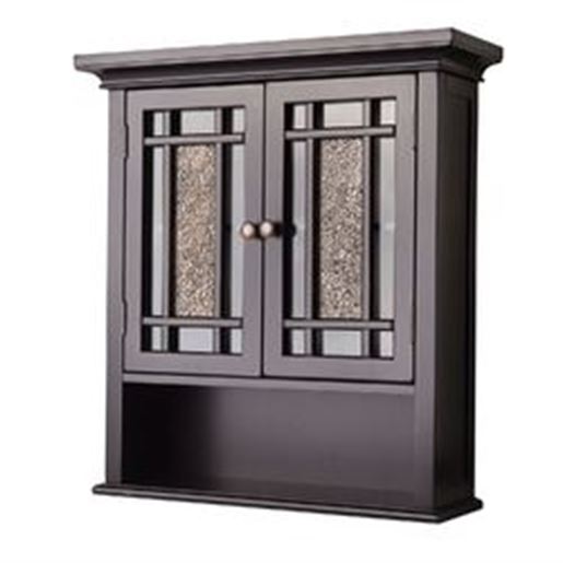 Picture of Espresso Bathroom Wall Cabinet with Amber Mosaic Glass Accents