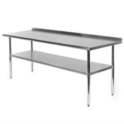 图片 Stainless Steel 72 x 24 inch Kitchen Prep Work Table with Backsplash