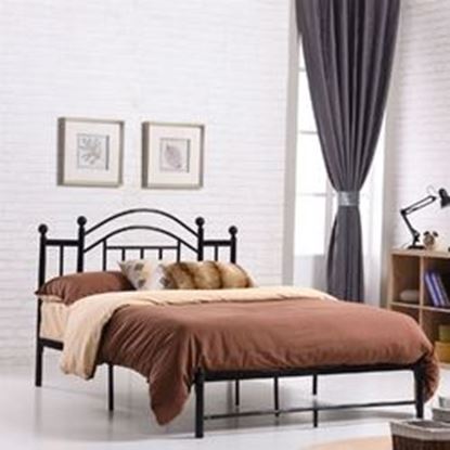 图片 Full size Black Platform Bed Frame with Metal Slats and Headboard