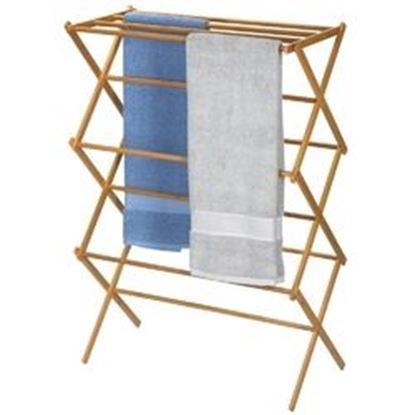 Image de Folding Laundry Clothes Drying Rack in Bamboo Wood