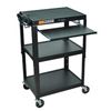Picture of Mobile Stand Up Computer Desk Workstation Cart in Black Steel