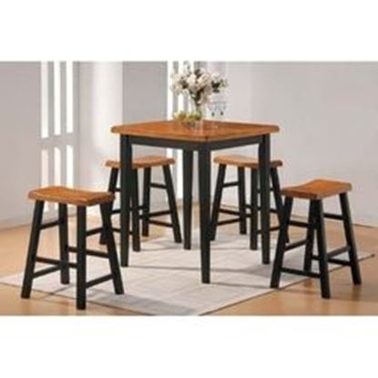 Picture of 5 Piece Counter Dining Set in Oak/Black