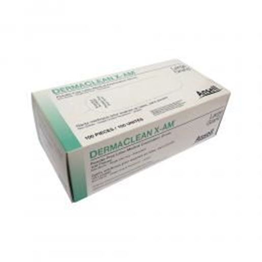 Изображение Ansell Dermaclean X-Am Powder-Free Latex Medical Examination Gloves Box of 100 (Large)