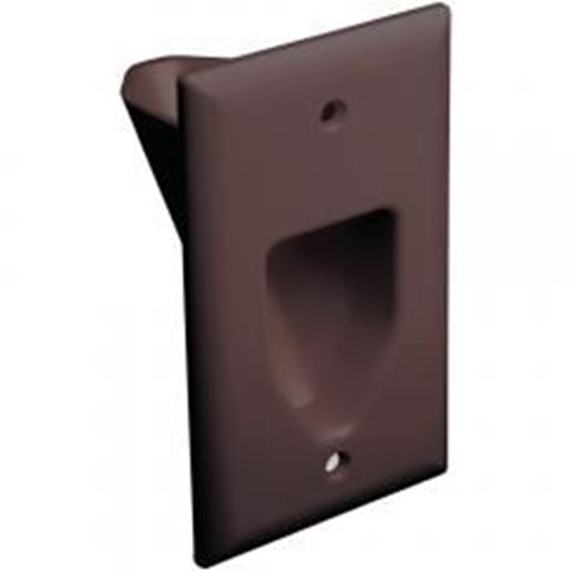 Picture of DataComm Electronics 45-0001-BR 1-Gang Recessed Cable Plate (Brown)