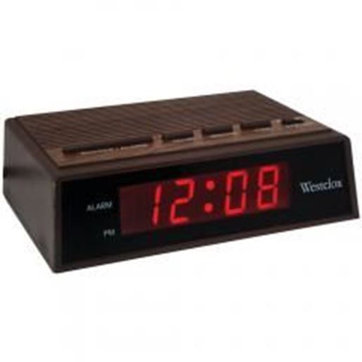 Picture of westclox-22690-.6"-retro-wood-grain-led-alarm-clock