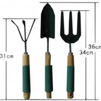 Picture of Set of 3 Gardening Yard Wooden Handle Shovel/Spade/Fork Tools BIG SIZE