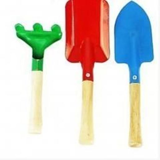 Picture of Set of 3 Mini Gardening Yard Wooden Handle Shovel/Spade/Fork Tools