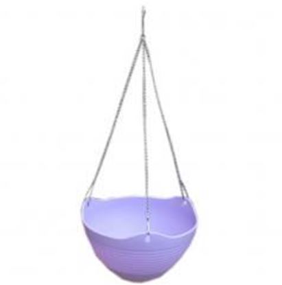 Foto de Purple Plastic Hanging Planter Round Large Flower Container