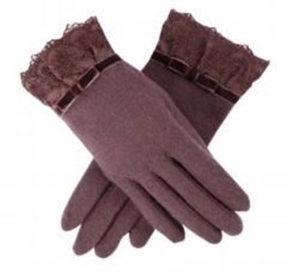 Foto de Fashion Glove Elegant Lace Gloves Wool Thickening Mitten Outdoor Women Mittens