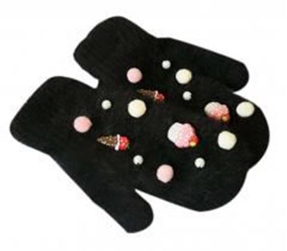 图片 Women Mittens Warm Lovely Gloves Ice-cream Decoration Winter Gloves, Black
