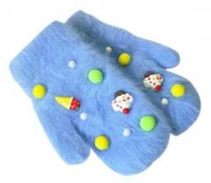 图片 Women Mittens Warm Lovely Gloves Ice-cream Decoration Winter Gloves, Blue