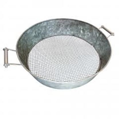 Foto de Round Galvanized Steel Compost Sifter with Wire Mesh Design Base, Antique Silver