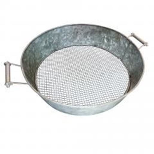 Picture of Round Galvanized Steel Compost Sifter with Wire Mesh Design Base, Antique Silver