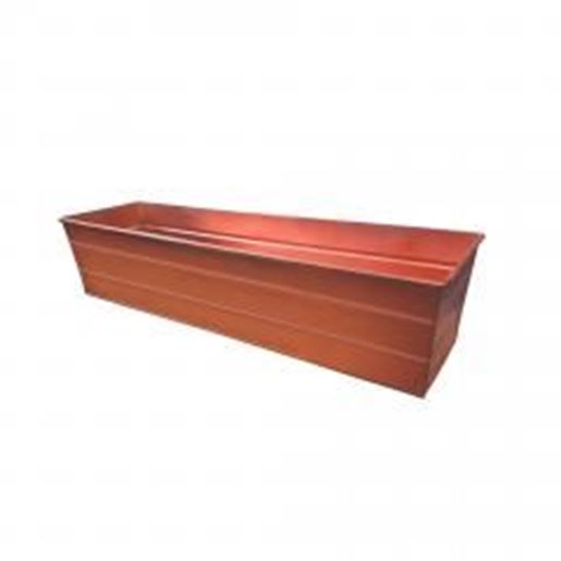 Picture of Rectangular Metal Flower Planter Box with Embossed Line Design, Small, Copper