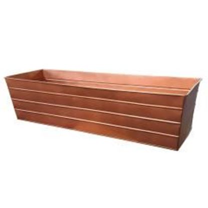 Foto de Rectangular Metal Flower Planter Box with Embossed Line Design, Large, Copper