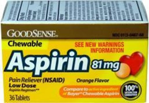 Picture of Adult Low-dose Chewable Aspirin - Orange (36 ct.) Case Pack 12