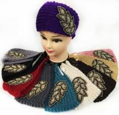 图片 AB Crystal Leaf Knitted Headbands Case Pack 24
