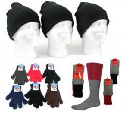 Foto de Adult Cuffed Knit Hats, Adult Magic Gloves, and Th Case Pack 180