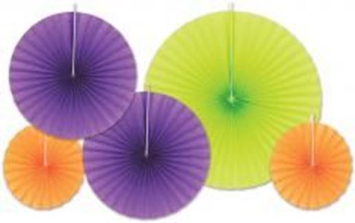 Picture of Accordion Paper Fans - Assorted Lime Green, Orange, Purple Case Pack 12