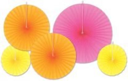 Image de Accordion Paper Fans - Assorted Orange, Pink, Yellow Case Pack 12
