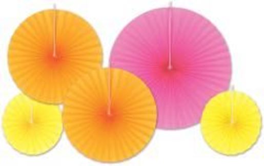 图片 Accordion Paper Fans - Assorted Orange, Pink, Yellow Case Pack 12