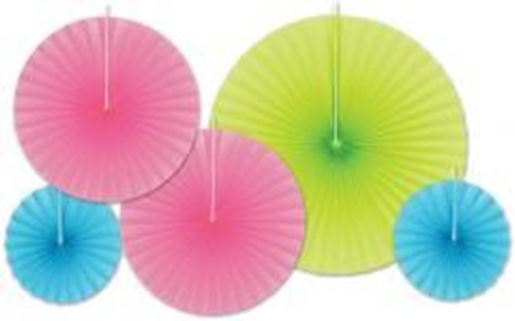 Picture of Accordion Paper Fans - Assorted Cerise, Lime Green, Turquoise Case Pack 12