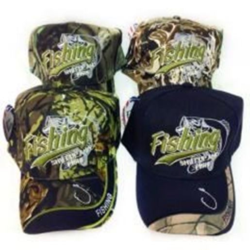 Picture of Adjustable Camo Shut Up and Fish Baseball Hat Case Pack 36