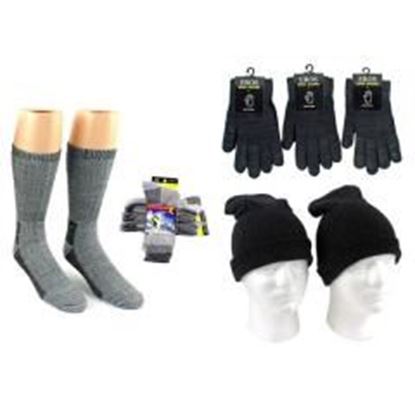 Foto de Adult Merino Wool Combo - Hats, Gloves, and Socks - Light Grey, Black Case Pack 180