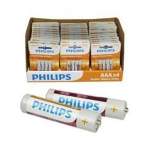 Picture of AAA Philips Zinc Heavy Duty Batteries with Display Case Pack 84