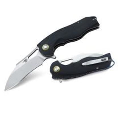 Foto de Bestech Rhino Folder 3.625 in Satin Plain Black G-10 Handle