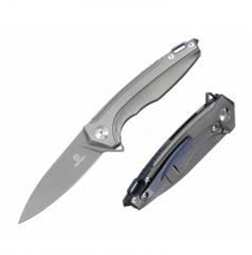 Foto de Defcon Kabuto S35VN Folder 3.5in Gray Milled Titanium Handle