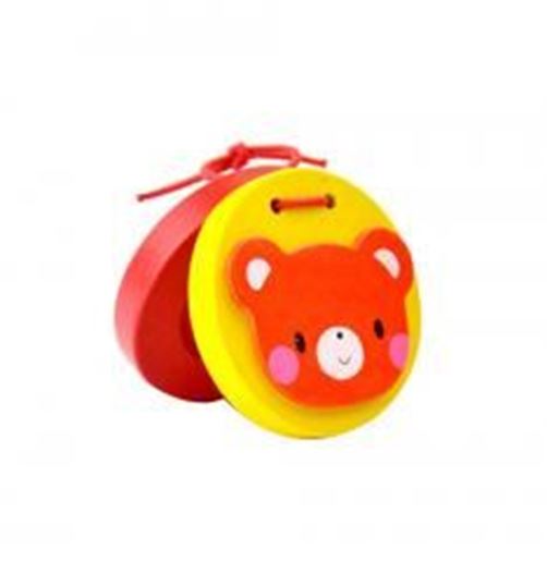 Picture of 2Pcs Lovely Bear Wooden Finger Castanet/Kids Toy For Chirldren