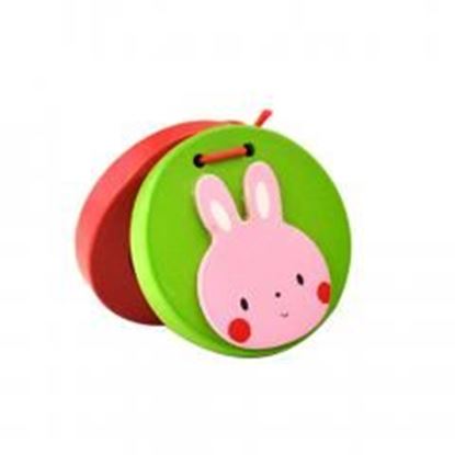 Picture of Rabbit,2Pcs Funny Toys Wooden Finger Castanet For Children Education