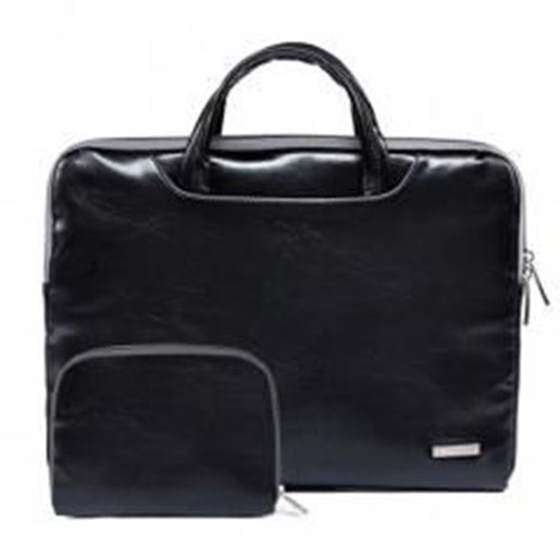 Picture of 13" Classical PU Portable Laptop Case Computer Briefcase for Macbook with Small Bag, B