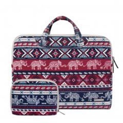 Foto de 13" Stylish Canvas Portable Laptop Case Computer Briefcase for Macbook with Small Bag, G