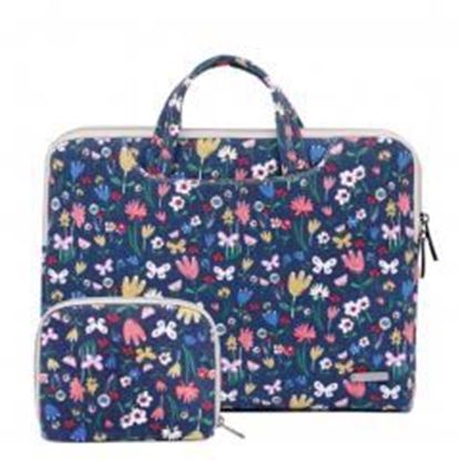 Picture of 13" Stylish Canvas Portable Laptop Case Computer Briefcase for Macbook with Small Bag, F